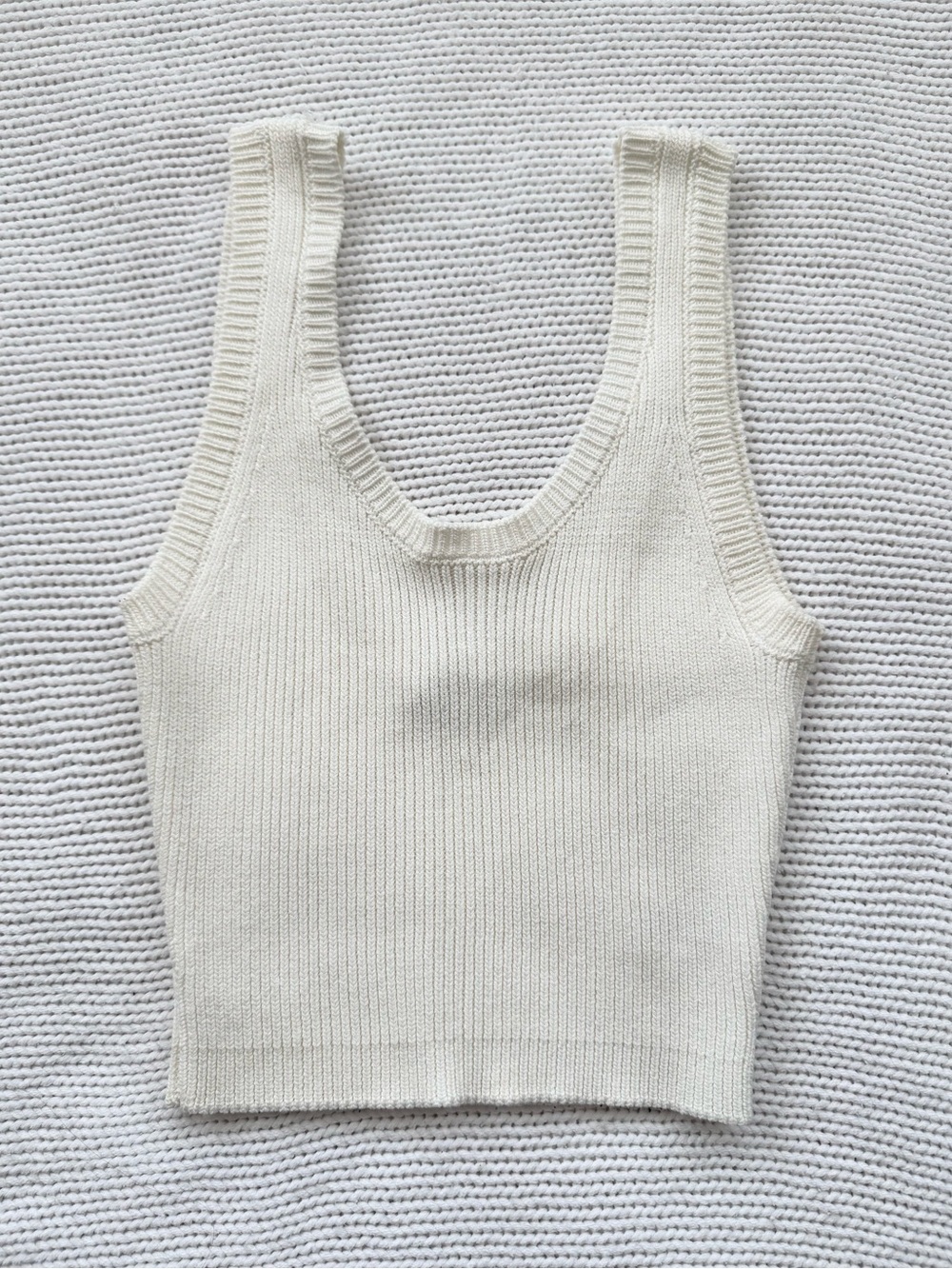 Women's Cream Ribbed Knit Tank